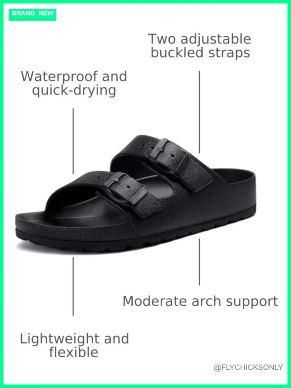 Arch Support EVA Slide Sandals with Adjustable Buckle Straps